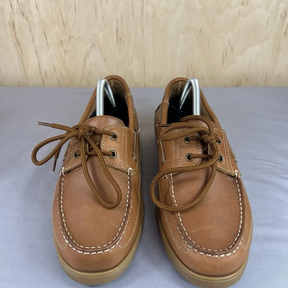 Croft & Barrow Mens Size 9.5D Tan Leather Boat Deck Shoes Baumann Loafers